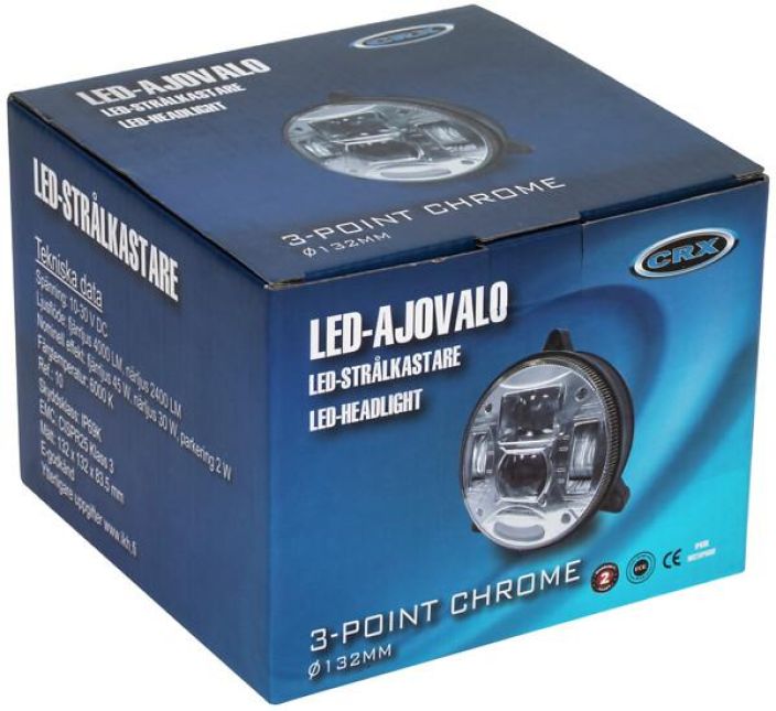 AJOVALO LED PYOREA 132MM 3-PISTE KROMATTU