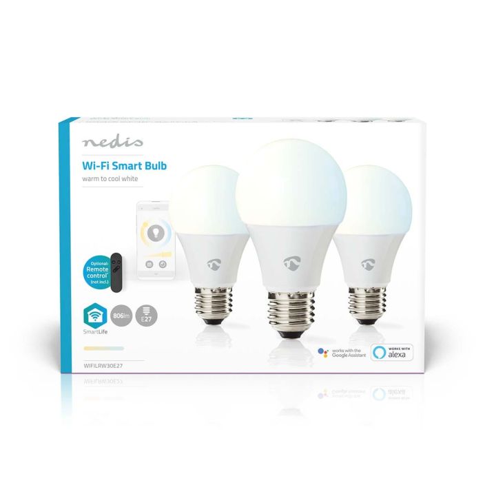 Nedis SmartLife LED Bulb | Wi-Fi | E27 | 806 lm | 9 W | Warm to Cool White | 2700 - 6500 K | Energialuokka: F | Android™ /