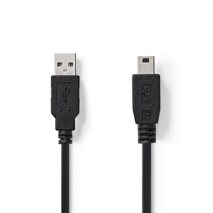 Nedis USB 2.0 -Kaapeli | A, Uros - Mini, 5-Nastainen Uros | 2,0 m | Musta tuotekuva 2