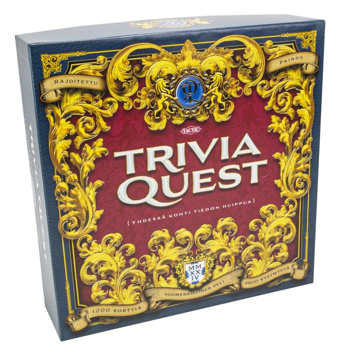 Trivia Quest lautapeli 4800 kysymysta Trivia Quest – uniikki tietopeli. Tassa pelissa perinteinen tietokilpailu kohtaa Trivia Quest lautapeli 4800 kysymysta Trivia Quest – uniikki tietopeli. Tassa pelissa perinteinen tietokilpailu kohtaa