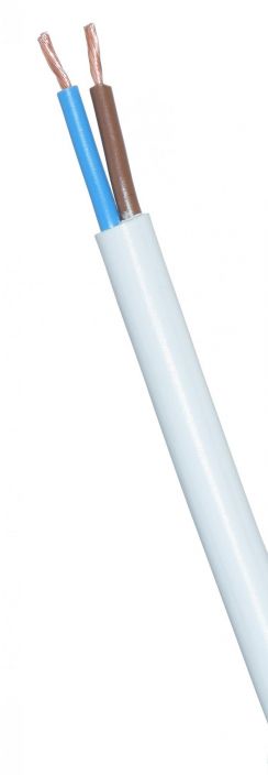 Asennuskaapeli MSOY 2x0,75 valkoinen 10 m Taipuisa muovivaippainen pyorea liitantakaapeli kevyisiin siirrettaviin