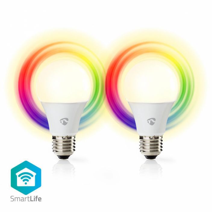Nedis Wi-Fi-Ohjattava LED-Lamppu E27 - 2 SmartLife RGB Lamppu | Wi-Fi | E27 | 470 lm | 6 W | Lammin Valkoinen / RGB | 2700 K