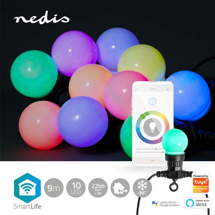 Nedis SmartLife Koristeellinen LED Tama 9 metria pitka tayden variskaalan alykas Nedis® RGB+ -Wi-Fi-valokoynnos on