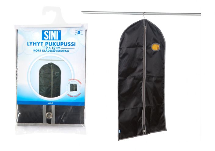 Sini Lyhyt pukupussi 59×110 cm Lyhyt pukupussi sopii paitojen, hameiden ja pukujen sailytykseen vaatehuoneessa, -kaapissa