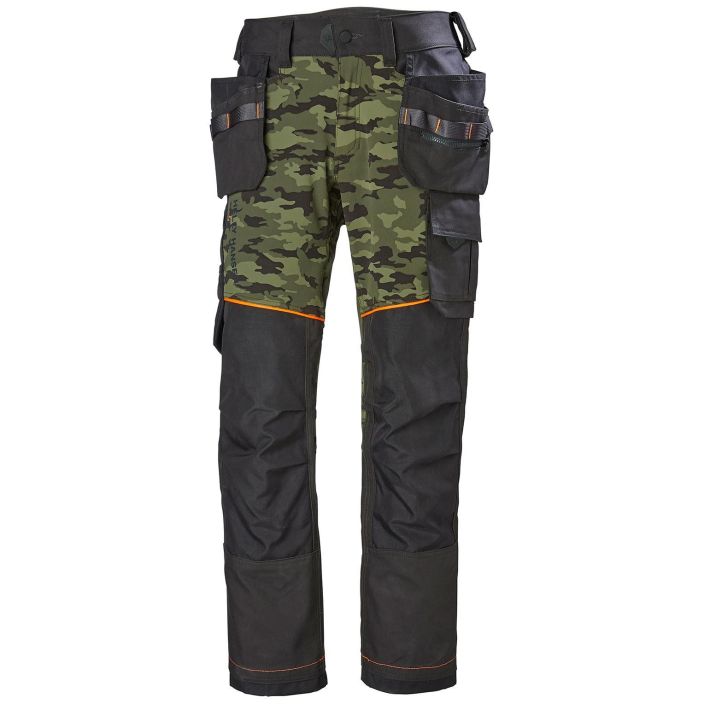 Helly Hansen Workwear HOUSUT STRETCH CHELSEA EVO CAMO VIHREA/MUSTA - Paamateriaali neljaan suuntaan joustava 93% polyamidia,