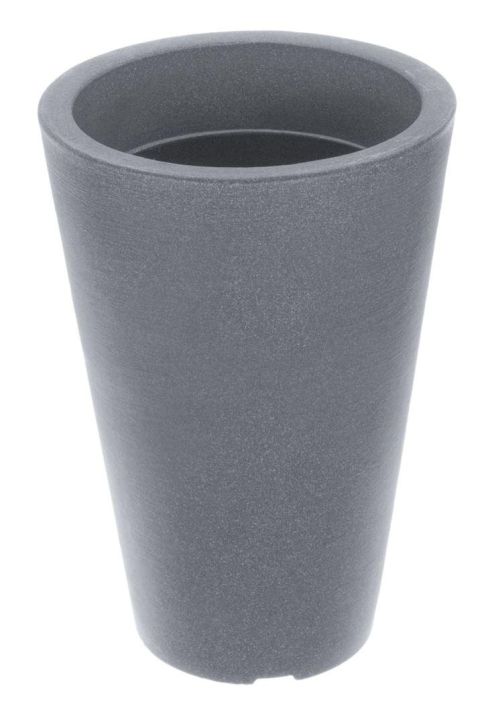 Kukkaruukku kartio harmaa 35 x 24 cm Muovinen kukkaruukku antrasiitti pyorea kartiomainen 35 x 24 cm. Tyylikas muovinen