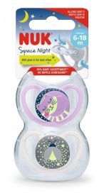 NUK nuk space night silikoni 6-18kk huvitutit  2kpl/pkt