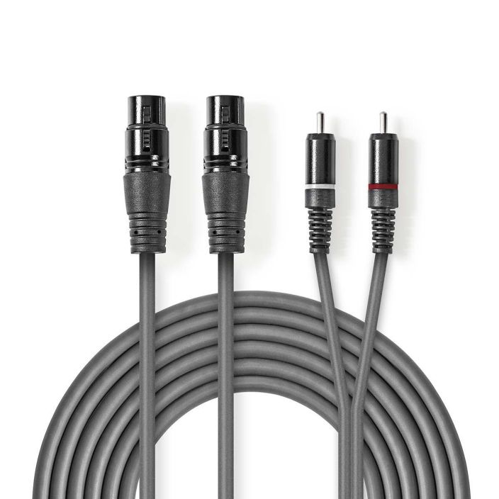 Nedis XLR-Audiokaapeli  2 xNaaras – 2 x RCA, Uros 3M tuotekuva 2