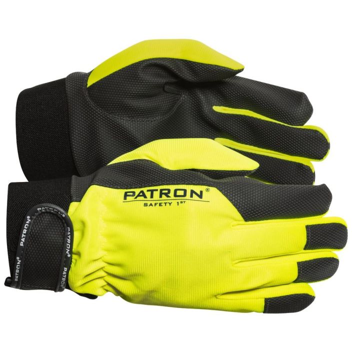 Patron TYOKASINEET HI-VIS BRITEX PU TARRA - 55% polyuretaani, 45% polyesteri - saadettava tarraranne - Hi-Vis keltainen - CE