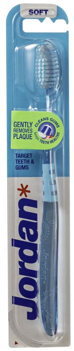 Jordan Target Teeth&amp;Gum soft hammasharja Target Teeth and Gum -hammasharjan ohuen varren, pienen harjaspaan ja sen