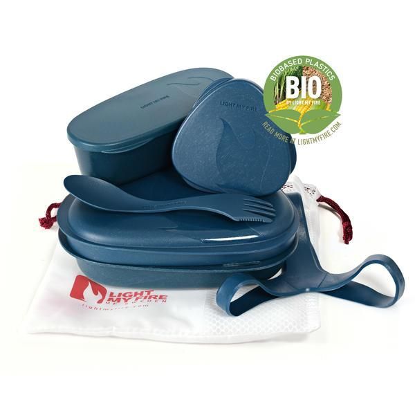 LunchKit BIO sininen 6-osainen 6-osainen astiasarja, joka tekee ruoan kuljettamisesta ja ruokailusta helppoa niin