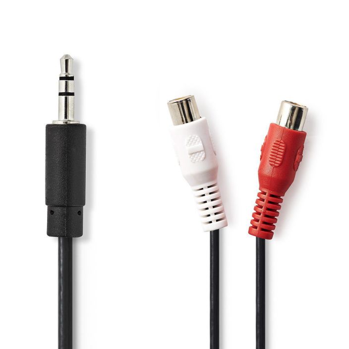 Nedis stereoaudiokaapeli 3,5 mm Uros-2x RCA, Naaras 0,2M tuotekuva 1
