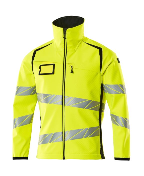 MASCOT miesten Softshell-takki ACCELERATE SAFE hi-vis keltainen/musta Hengittava, tuulenpitava ja vettahylkiva. Moderni,