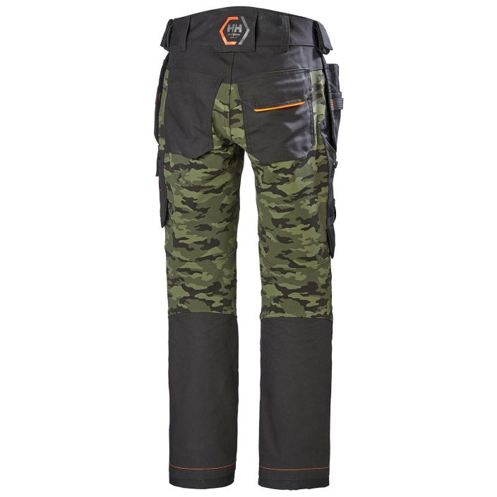 Helly Hansen Workwear HOUSUT STRETCH CHELSEA EVO CAMO VIHREA/MUSTA - Paamateriaali neljaan suuntaan joustava 93% polyamidia,