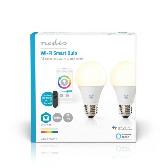 Nedis SmartLife RGB Lamppu | Wi-Fi | E27 | 806 lm |2700 - 6500 K Wi-Fi | E27 | 806 lm | 9 W | RGB / Warm to Cool White |