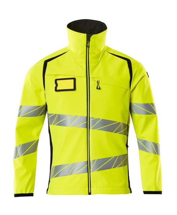 MASCOT miesten Softshell-takki ACCELERATE SAFE hi-vis keltainen/musta Hengittava, tuulenpitava ja vettahylkiva. Moderni,