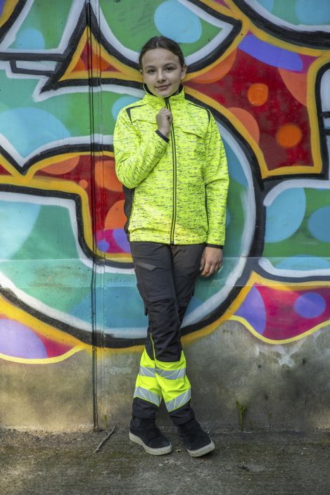 MASCOT Softshell-takki lapsille ACCELERATE SAFE hi-vis keltainen/musta Hengittava, tuulenpitava ja vettahylkiva.