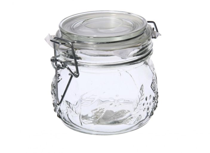 Sailontatolkki patenttikansi 0,5 L Silikonitiivisteinen lasipurkki. Kohokuviointi. Lammonkesto 50-70 °C.
