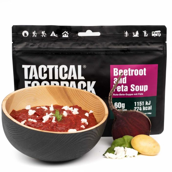 Tactical Foodpack Punajuurikeitto fetalla 60g retkiateria Varikkaaseen ja terveelliseen punajuurisosekeittoon on lisatty