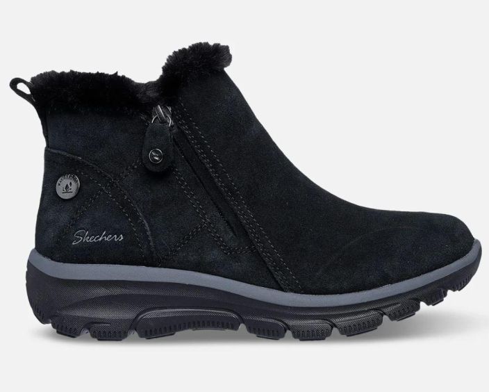 Skechers naisten Relaxed Fit: Easy Going - High Zip 2 - Waterproof - Musta Pida itsesi lampimana koko kylman kauden ajan