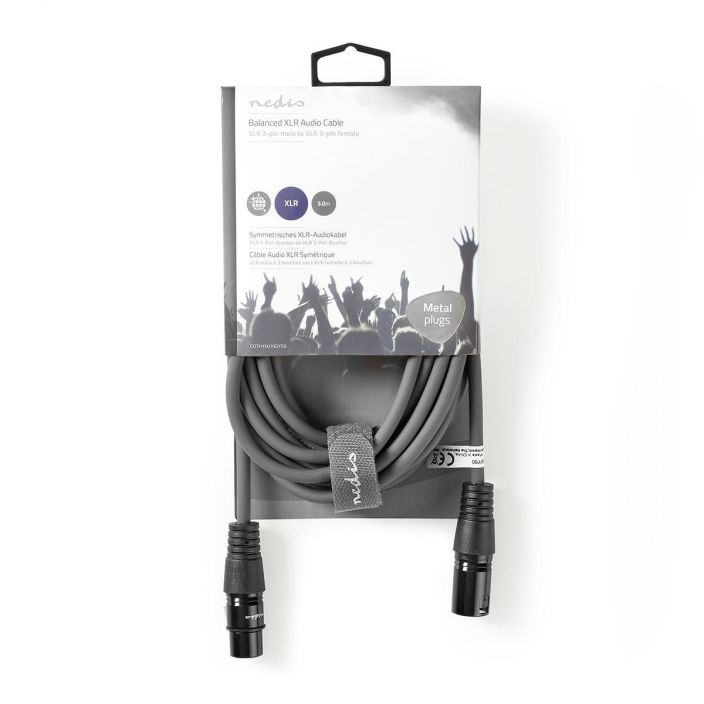 Nedis Balansoitu XLR-Audiokaapeli Uros –Naaras 5M Kytke mikrofoneja, vahvistimia ja DJ-laitteita toisiinsa talla Nedis®in