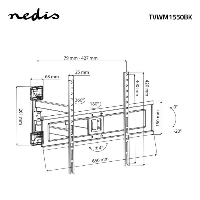 Nedis Taysin Saadettava TV-Seinateline 37-70 &quot; Taysin Saadettava TV-Seinateline | 37-70 &quot; | Maksimi tuettu nayton paino: 25