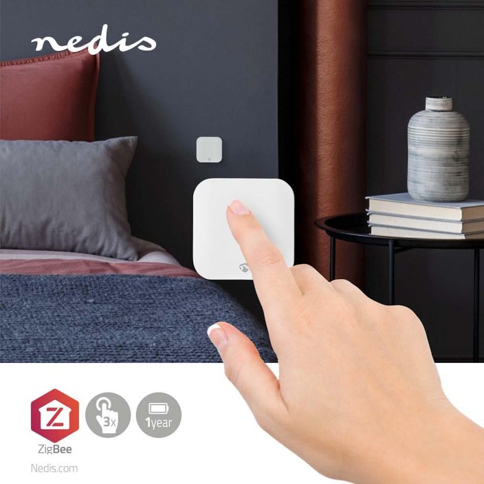 Nedis SmartLife Seinakytkin | 1-pain. Zigbee 3.0 | Seinakiinnitys | Android™ / IOS | Muovi | Valkoinen