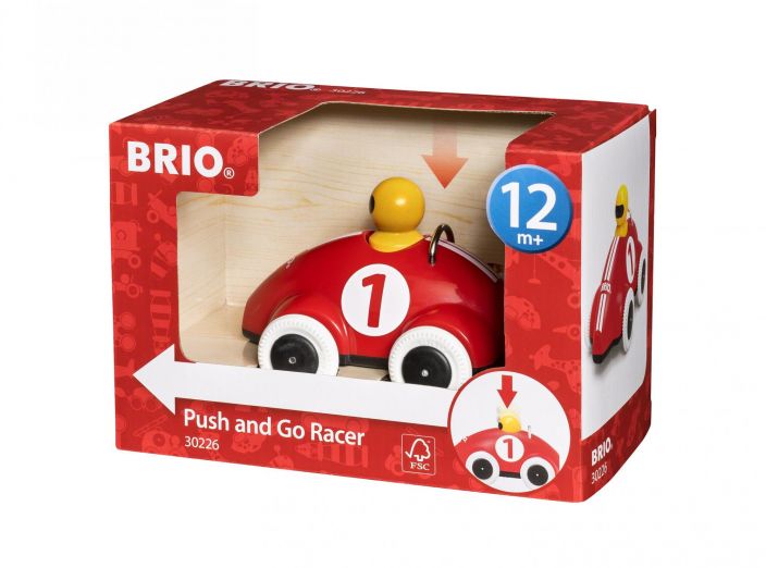 Brio Push &amp; Go kilpa-auto Heti kun taman auton nakee, tekee mieli napata se kasiinsa. Pian se jo viilettaakin pitkin kodin