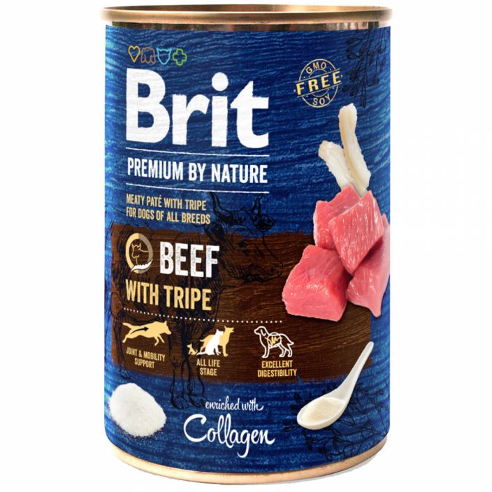 Brit Premium by Nature nauta-maha 400 g Nautaa ja naudanmahaa sisaltava pate, taysravinto kaikenrotuisille aikuisille