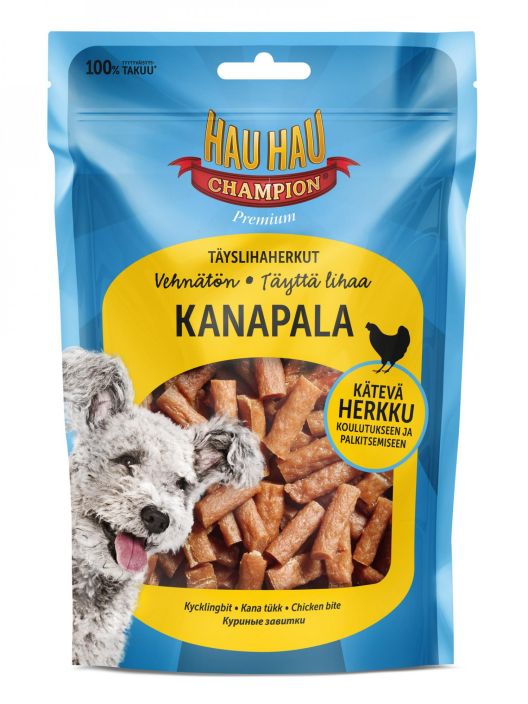 Hau-Hau Champion Tayslihaherkut-kanapala 100g Hau-Hau Champion Kanapala on maistuva herkku, joka on valmiiksi sopivan