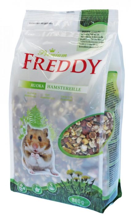 Freddy ruoka hamstereille 800 g Freddy taysrehu hamstereille. Ensiluokkaisia, luonnollisia valmistusaineita. Monipuolinen,