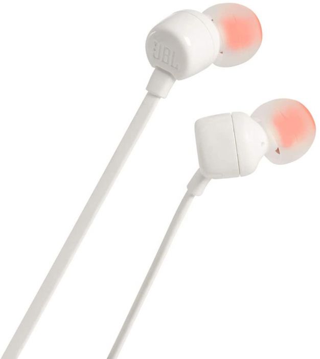 JBL T110 White JBL T110 In-Ear headphone with 1-button mic/remote