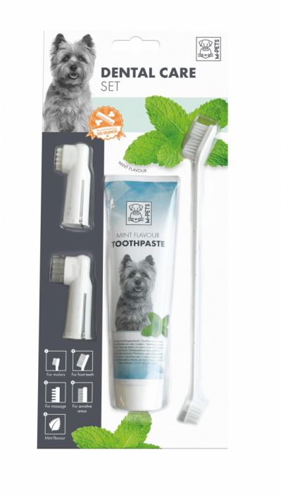 M-Pets hammashoitosetti koiralle Sormiharja Hierontaharja Kaksipainen hammasharja