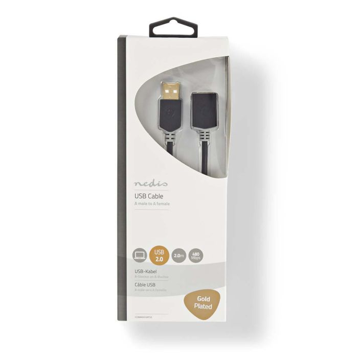Nedis USB 2.0 jatkokaapeli 2M Kaapeli, jolla voi jatkaa ulkoisen kovalevyn ja tietokoneen valista liitantaa