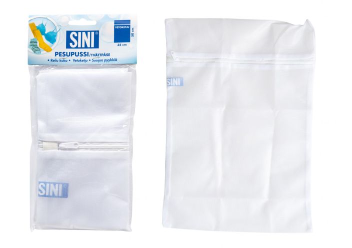 Sini Pesupussi, yleismalli Vetoketjullinen SINI-pesupussi on erinomainen alusvaatteiden, sukkien, sukkahousujen ja muun