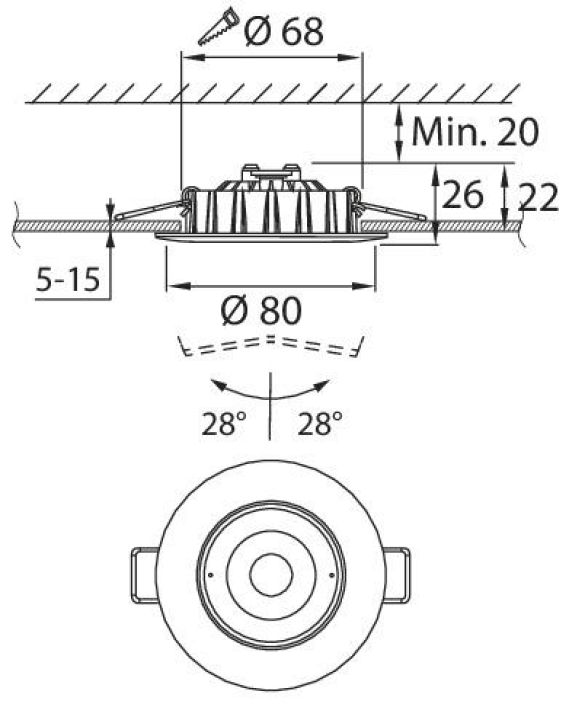 Airam Cosmo Dim LED-Alasvalo 3000K 480lm tuotekuva 2