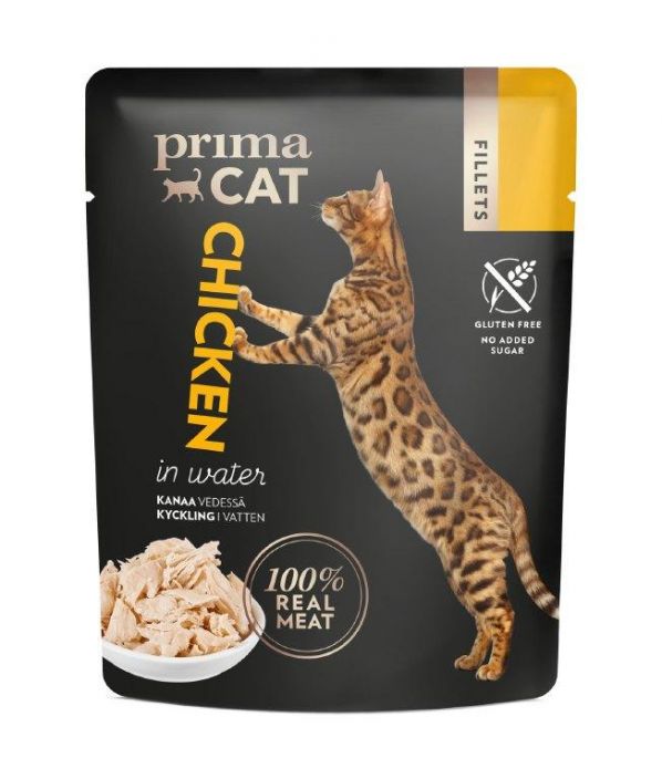 PrimaCat Fillets Kanaa vedessa 50 g &quot;Kissasi on lihansyoja ja tarvitsee ruokavalioonsa runsaasti lihaa voidakseen hyvin.