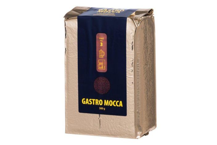 Gastro Mocca Suodatinkahvi 500 g Suodatinjauhatus. Paahtoaste 3. 90% Arabica, 10 % Robusta.