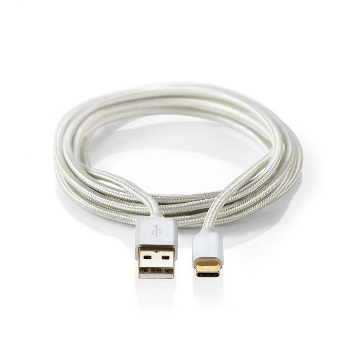 Nedis USB C-Kaapeli 2M Alumii Talla huippuluokan kullatulla Nedis® USB 2.0 -synkronointi-, lataus- ja AV-tukikaapelilla (USB