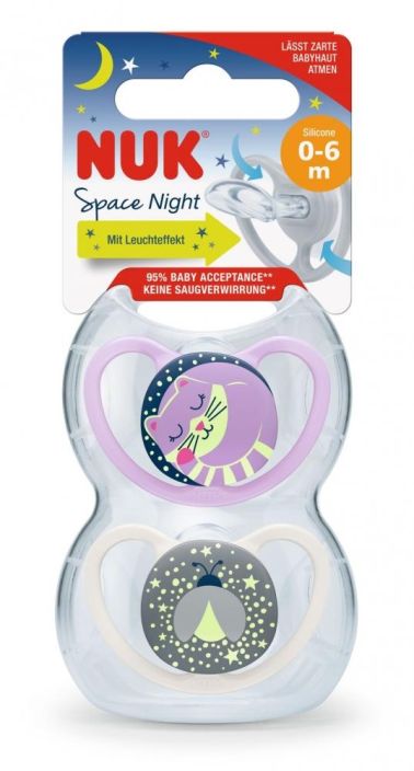 NUK NIGHT 0-6KK SILIKONI SPACE