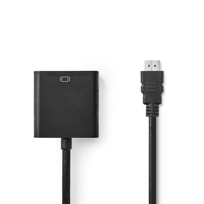 Nedis HDMI–VGA-Kaapeli 0,2M • Kestava ja joustava kuori estaa kaapelin puristumista ja johtimen vaurioitumista • Kupariydin