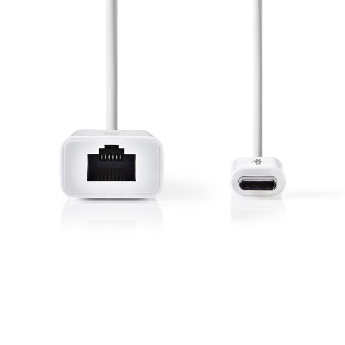 Nedis USB Type-C -Sovitinkaapeli | Type-C, Uros - RJ45 (8P8C), Naaras | 0,2 m | Valkoinen tuotekuva 1
