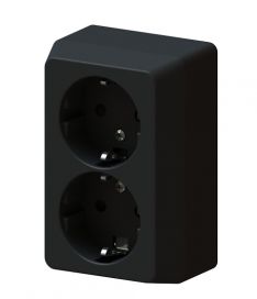 Pistorasia Harju HIILI 2-osainen pinta maadoitettu IP20 RL musta