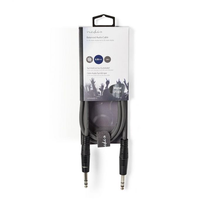 Nedis Balansoitu Audiokaapeli  Uros, 6,35mm-Uros, 6,35mm 1,5M Kytke soittimia, mikrofoneja, vahvistimia ja DJ-laitteita