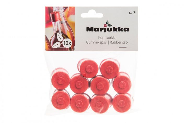 Marjukka Kumitulppa Nro3 10kpl Kumikorkki 0,75/1L pulloihin. Elintarviketestattu.