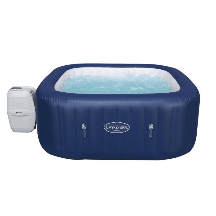 Lay-Z-Spa Hawaii Airjet Lay Z Spa Hawaii -poreamme on 4-6 henkilolle ja kooltaan 180 x 180 x 71 cm. Altaan tilavuus 840