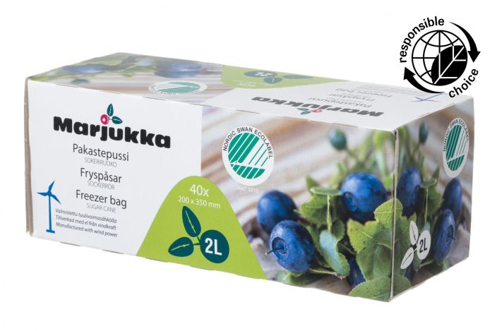 Marjukka Pakastepussi eko 60kpl 1 L Joutsenlippumerkittyjen Marjukka eko pakastepussien Green PE materiaali on valmistettu