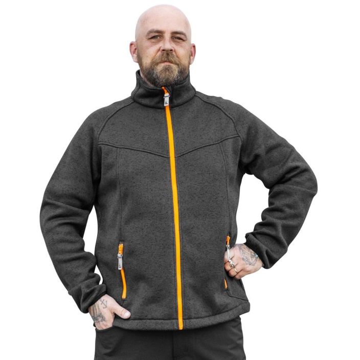 Patron FLEECE NEULETAKKI ANTIGOR T.HARMAAMEL/FL.OR - 100% polyesteri, 290 g/m² - neulottua fleece kangasta, harjattu