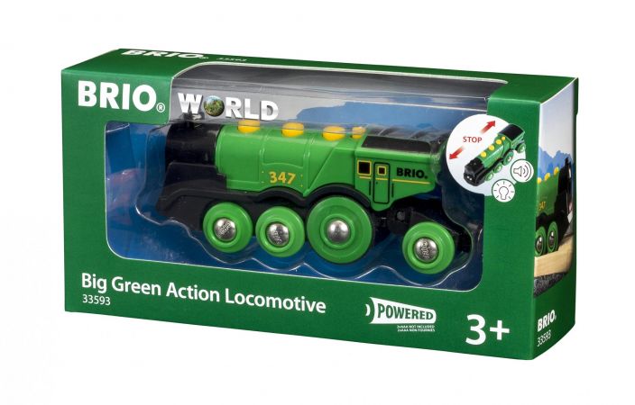 Brio World Iso vihrea paristoveturi Pida tulevat veturikuskit liikkeessa! Veturissa on ajovalot ja manuaaliset painikkeet