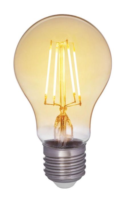 Airam Led-Decor amber E27 400lm Dim -Varilampotila: 2200K -Himmennettava DIM -Kanta: E27 -Teho: 5W, 400LM -Energialuokka: A+